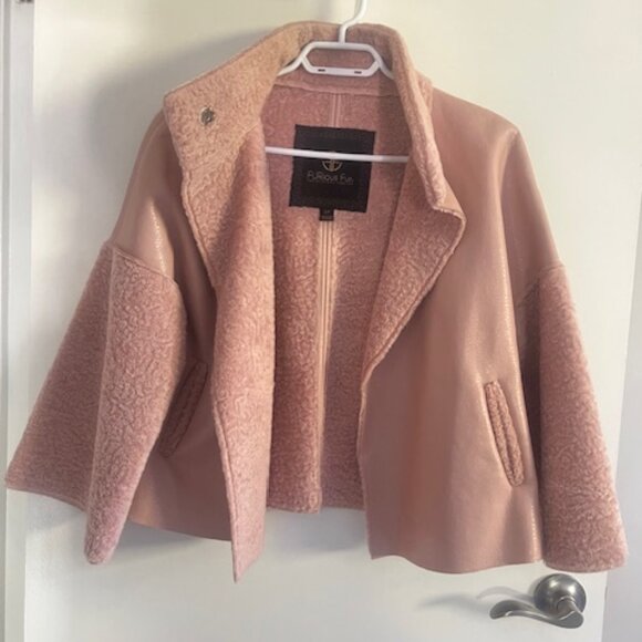 FURious Fur Jessie Two-Tone Jacket - PINK - Size Small - Vegan Leather - Picture 2 of 4